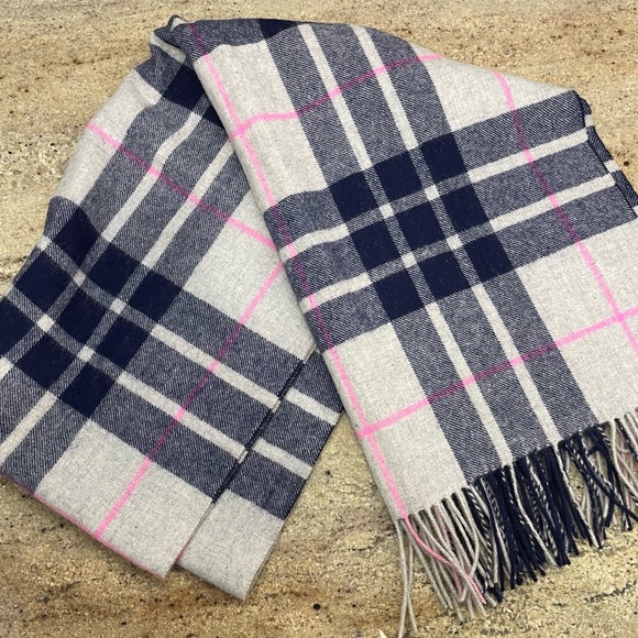 J.Crew Large Plaid Scarf in Blue Wool - Picture 6 of 6